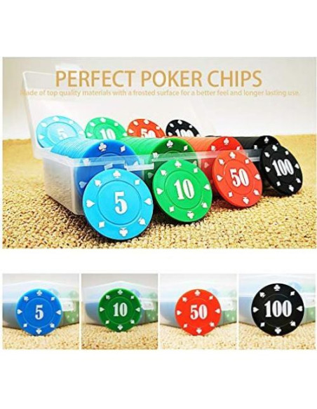 Juego de Fichas de Póker Wrzbest 300 Piezas Plástico Juego de Fichas de Póker Wrzbest 300 Piezas Plástico
