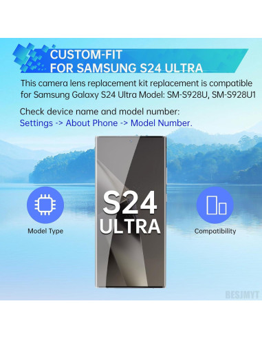 Reemplazo Lente Cámara Trasera Samsung Galaxy S24 Ultra - Kit Completo