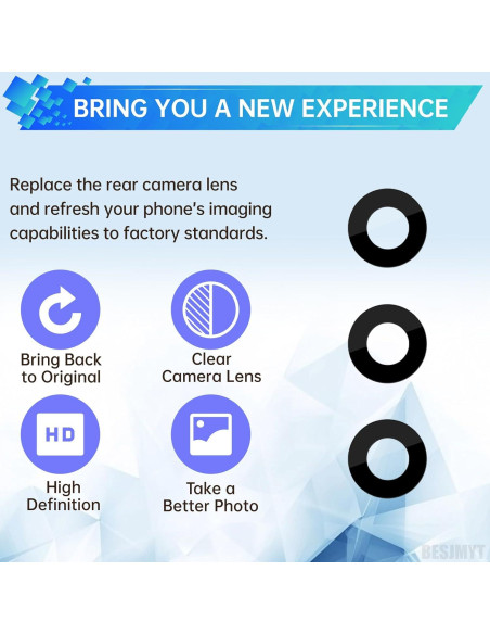 Paquete de 2 Lentes de Cámara Trasera para Samsung A15 Paquete de 2 Lentes de Cámara Trasera para Samsung A15