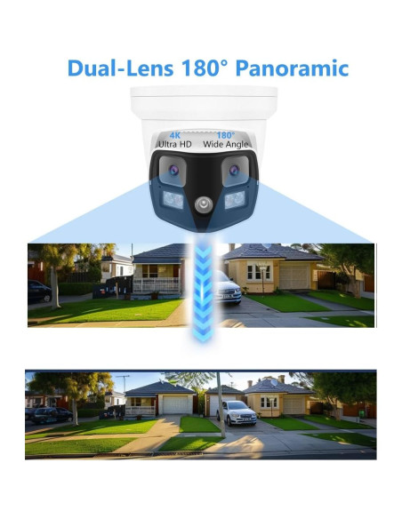 Cámara de Seguridad IP PoE Doble Lente 8MP 4K 180 H.265 Cámara de Seguridad IP PoE Doble Lente 8MP 4K 180 H.265