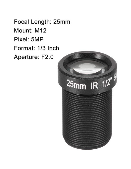 Lente de Cámara CCTV uxcell 25mm F2.0 Gran Angular 5MP Lente de Cámara CCTV uxcell 25mm F2.0 Gran Angular 5MP