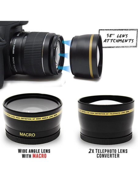 Kit de Accesorios Canon EOS Rebel - Filtros de Lente 58mm Kit de Accesorios Canon EOS Rebel - Filtros de Lente 58mm