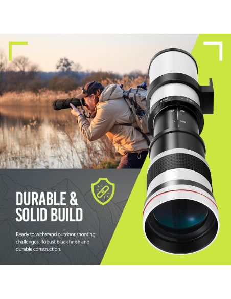 Teleobjetivo Manual 420-1600mm f/8.3 para Nikon D500 D600 D750 Teleobjetivo Manual 420-1600mm f/8.3 para Nikon D500 D600 D750