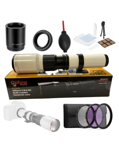 Lente Telefoto Manual OPTURA HD 500mm f/8 para Pentax