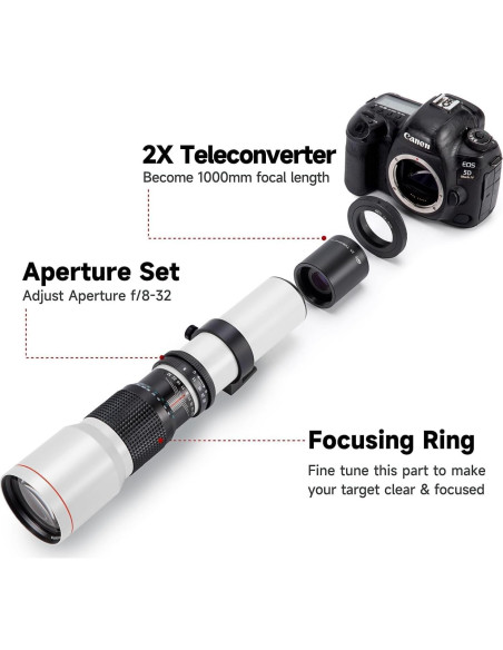 Lente Telefoto Manual OPTURA HD 500mm f/8 para Pentax Lente Telefoto Manual OPTURA HD 500mm f/8 para Pentax