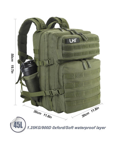 Mochila Táctica Militar LHI 45L para Senderismo y Camping