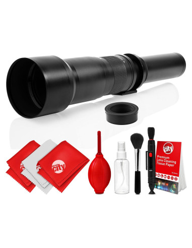 Lente Telefoto Opteka 650-1300mm para Cámaras Sony + Kit Limpieza