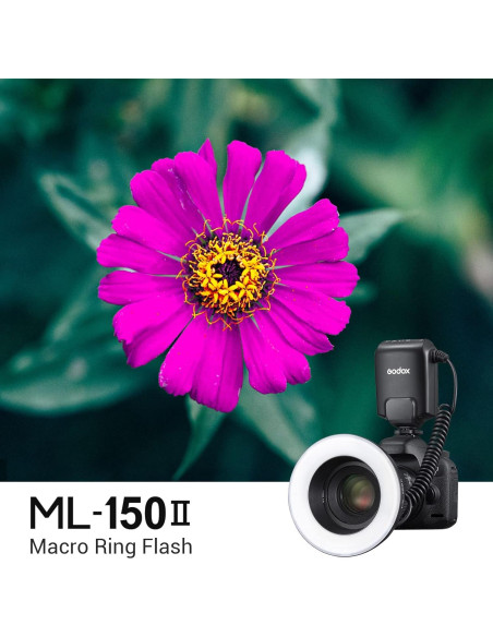 Flash Anular Macro Godox ML150II 420g Luz GN12 5800K-200K Flash Anular Macro Godox ML150II 420g Luz GN12 5800K-200K