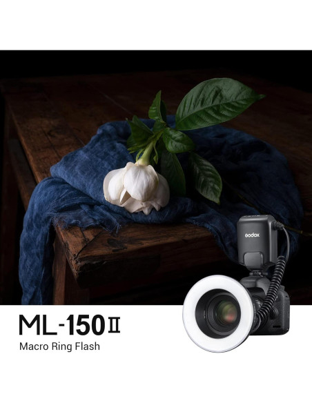 Flash Anular Macro Godox ML150II 420g Luz GN12 5800K-200K Flash Anular Macro Godox ML150II 420g Luz GN12 5800K-200K