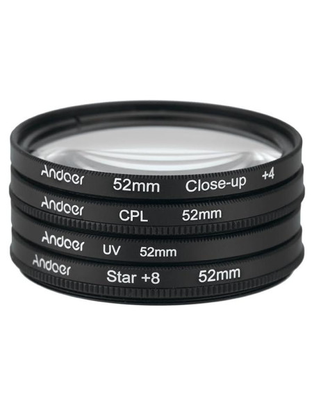 Kit de Filtros Andoer 52mm UV CPL Macro Estrella 8 Puntos Kit de Filtros Andoer 52mm UV CPL Macro Estrella 8 Puntos