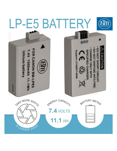 Baterías recargables BM Premium LP-E5 + Cargador para Canon Baterías recargables BM Premium LP-E5 + Cargador para Canon