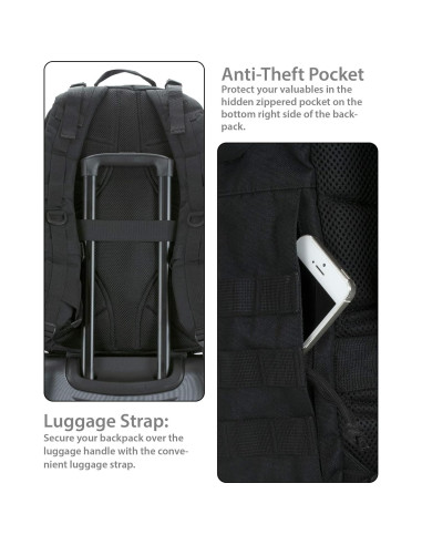 Mochila Táctica Rockland para Laptop 17" Negra Grande