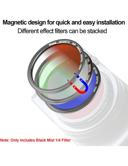 Filtro de Niebla Negra Magnético Kase 1/4 para Cámaras Compactas Filtro de Niebla Negra Magnético Kase 1/4 para Cámaras Compactas
