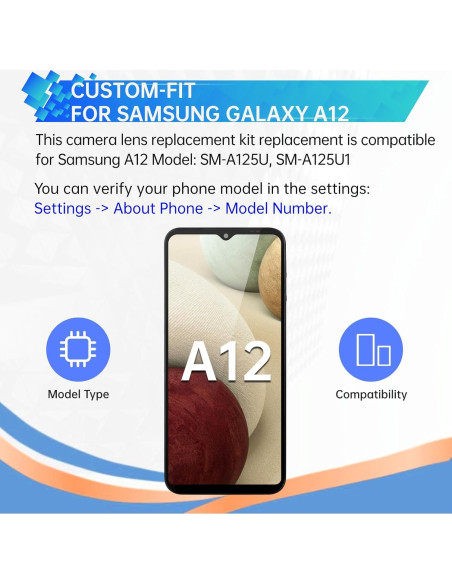 Reemplazo Lente de Cámara Trasera Samsung Galaxy A12 - 2 Piezas Reemplazo Lente de Cámara Trasera Samsung Galaxy A12 - 2 Piezas