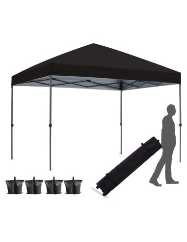 Carpa Plegable HLong 3x3m Negra con Accesorios y Ruedas
