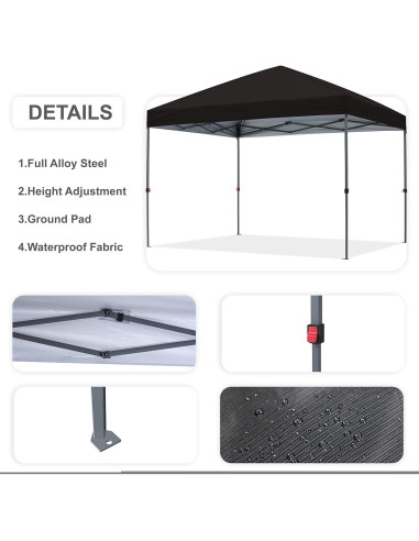 Carpa Plegable HLong 3x3m Negra con Accesorios y Ruedas
