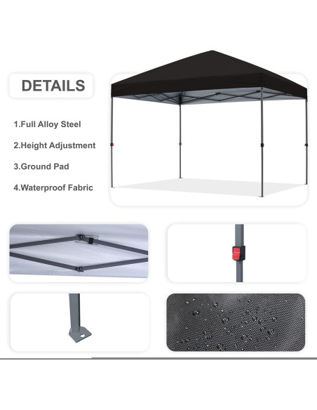 Carpa Plegable HLong 3x3m Negra con Accesorios y Ruedas Carpa Plegable HLong 3x3m Negra con Accesorios y Ruedas