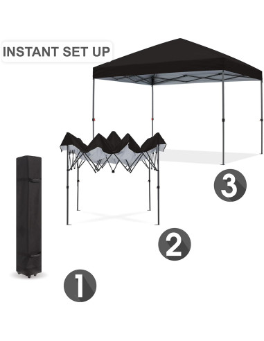 Carpa Plegable HLong 3x3m Negra con Accesorios y Ruedas