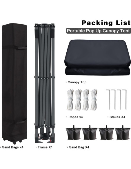 Carpa Plegable HLong 3x3m Negra con Accesorios y Ruedas Carpa Plegable HLong 3x3m Negra con Accesorios y Ruedas