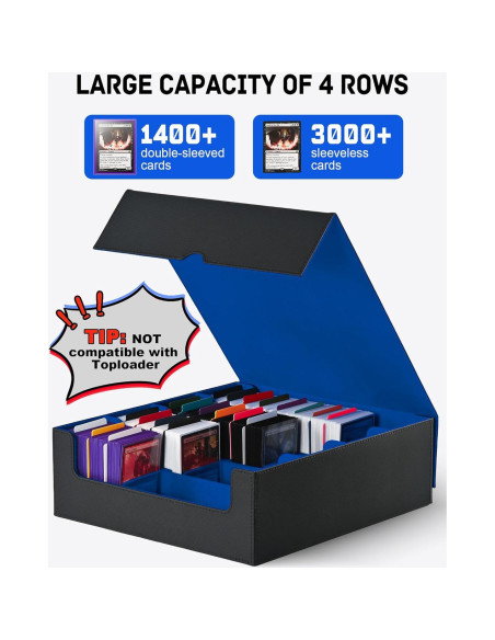 Caja de Almacenamiento de Cartas ZLCA 3000+ Cartas Negro/Azul Caja de Almacenamiento de Cartas ZLCA 3000+ Cartas Negro/Azul