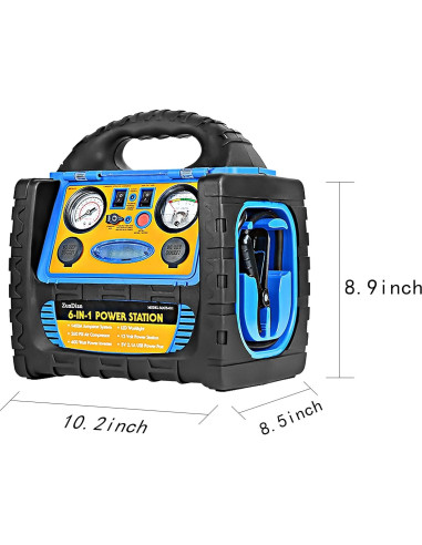 Arrancador de Salto ZunDian 1800A 6-en-1 con Compresor