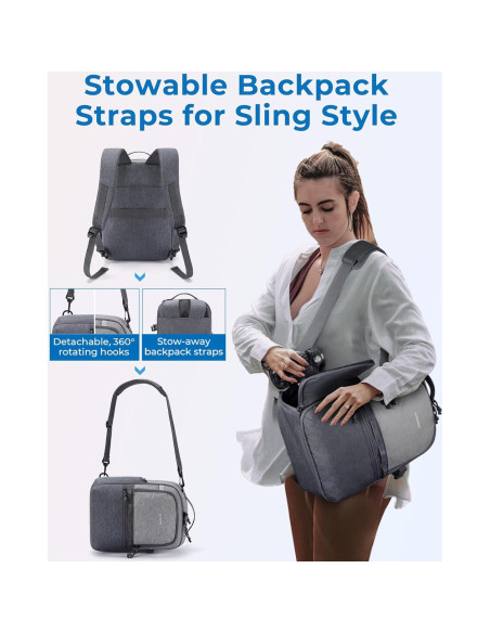Mochila para Cámara BAGSMART Gris 2 en 1 para DSLR y iPad Mochila para Cámara BAGSMART Gris 2 en 1 para DSLR y iPad