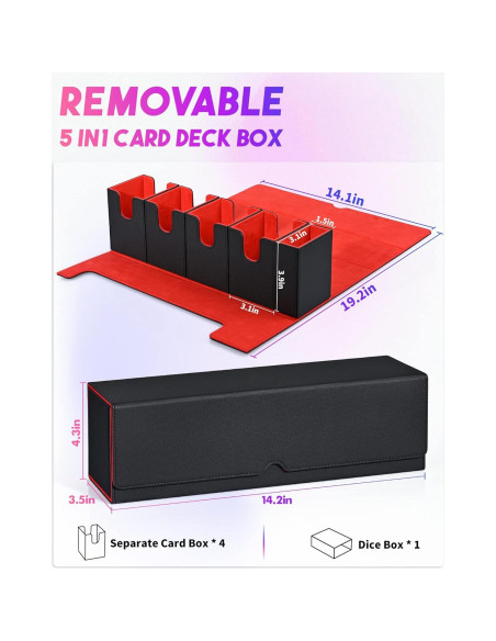 Caja de Barajas 5 en 1 UAONO para MTG y Yugioh - Negro Rojo Caja de Barajas 5 en 1 UAONO para MTG y Yugioh - Negro Rojo