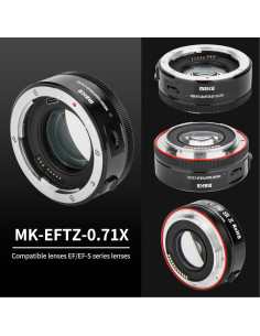 Adaptador de Montura Meike EFTZ-0.71X para Lentes Canon EF a Nikon Z 2