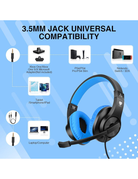 Auriculares Gaming BlueFire Over-Ear 3.5mm Azul Auriculares Gaming BlueFire Over-Ear 3.5mm Azul