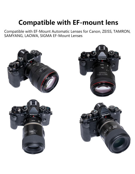 Adaptador Megadap EFTZ21 Canon EF a Nikon Z con Diafragma Automático Adaptador Megadap EFTZ21 Canon EF a Nikon Z con Diafragma Automático