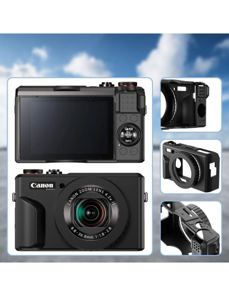 Funda de silicona para cámara Canon PowerShot G7X Mark II - Negro Funda de silicona para cámara Canon PowerShot G7X Mark II - Negro