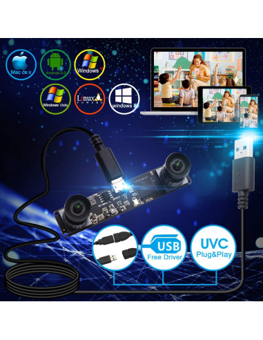 Cámara USB Estéreo 3D VR Hotpet 1.3MP 960P Doble Lente