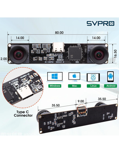 Módulo de Cámara Estéreo 3D USB SVPRO 1080P 60FPS Módulo de Cámara Estéreo 3D USB SVPRO 1080P 60FPS