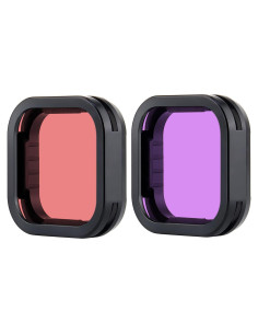 Filtro Subacuático YALLSAME para GoPro Hero 9 10 11 12 - Rojo y Magenta