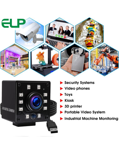 Cámara USB ELP FHD 1080P con Visión Nocturna y IR