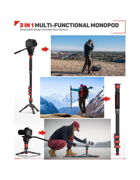 Monopie Profesional IFOOTAGE Cobra 3 de Fibra de Carbono 180 cm Monopie Profesional IFOOTAGE Cobra 3 de Fibra de Carbono 180 cm
