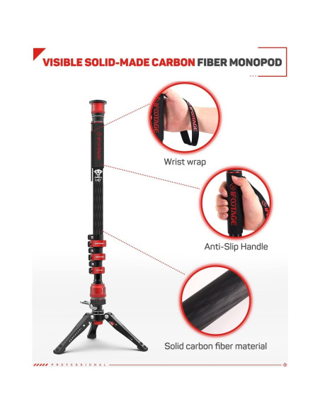 Monopie Profesional IFOOTAGE Cobra 3 de Fibra de Carbono 180 cm Monopie Profesional IFOOTAGE Cobra 3 de Fibra de Carbono 180 cm