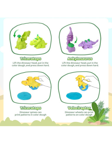 Conjunto de Masa de Color Dinosaurio Cinne 20 Piezas 3-8 Años