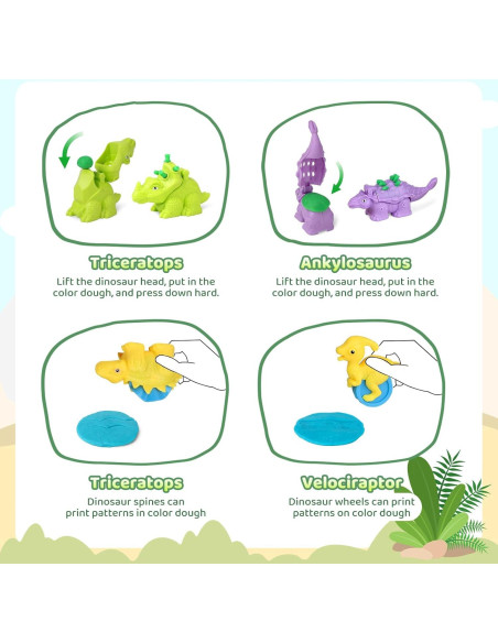Conjunto de Masa de Color Dinosaurio Cinne 20 Piezas 3-8 Años Conjunto de Masa de Color Dinosaurio Cinne 20 Piezas 3-8 Años