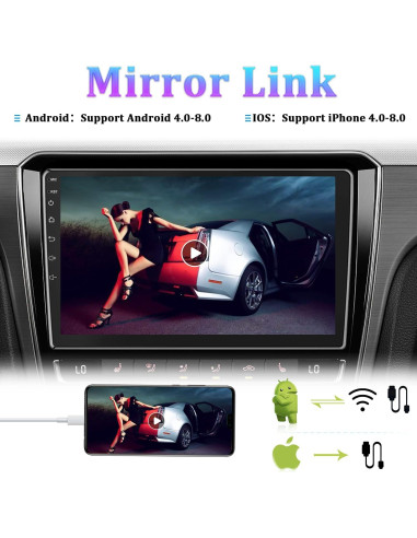 Estéreo de Coche Android OiLiehu 10.1" Doble Din GPS Bluetooth