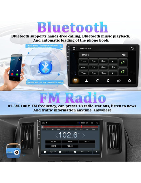 Estéreo de Coche Android OiLiehu 10.1" Doble Din GPS Bluetooth Estéreo de Coche Android OiLiehu 10.1" Doble Din GPS Bluetooth