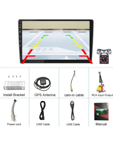 Estéreo de Coche Android OiLiehu 10.1" Doble Din GPS Bluetooth