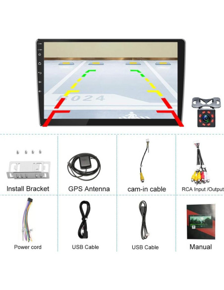 Estéreo de Coche Android OiLiehu 10.1" Doble Din GPS Bluetooth Estéreo de Coche Android OiLiehu 10.1" Doble Din GPS Bluetooth