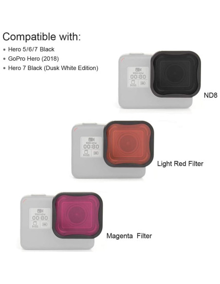 Juego de Filtros de Lente SOONSUN para GoPro Hero 5 6 7 - ND8, Rojo, Magenta Juego de Filtros de Lente SOONSUN para GoPro Hero 5 6 7 - ND8, Rojo, Magenta