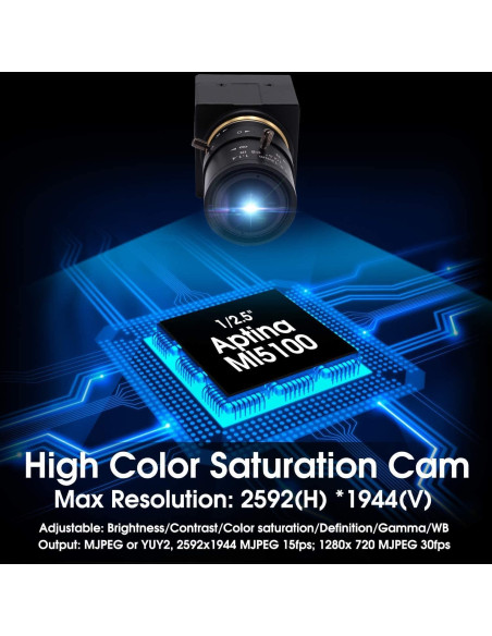 Cámara USB Varifocal 5MP 2.8-12mm Webcam Ajustable Cámara USB Varifocal 5MP 2.8-12mm Webcam Ajustable