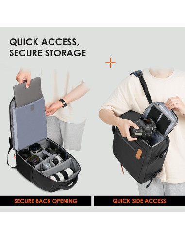 Mochila para cámara TARION Negra 17L con compartimento para laptop 15"