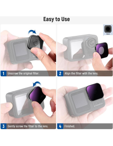 Juego de Filtros ND NEEWER para GoPro Hero 9-13, Vidrio HD