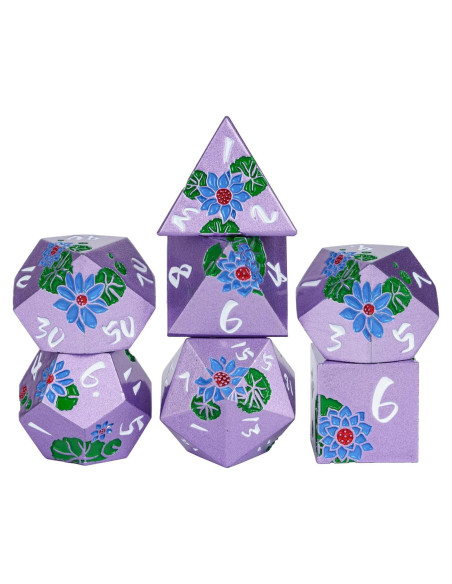 Juego de Dados Metálicos Lotus Flower CRITALLIC 7 Piezas Juego de Dados Metálicos Lotus Flower CRITALLIC 7 Piezas