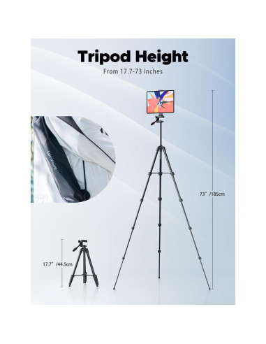 Trípode Ajustable Lusweimi 72" para iPad y Teléfono con Control Remoto