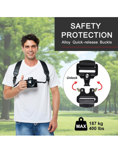Arnés de cámara Vigorport para DSLR SLR, correa cruzada negra